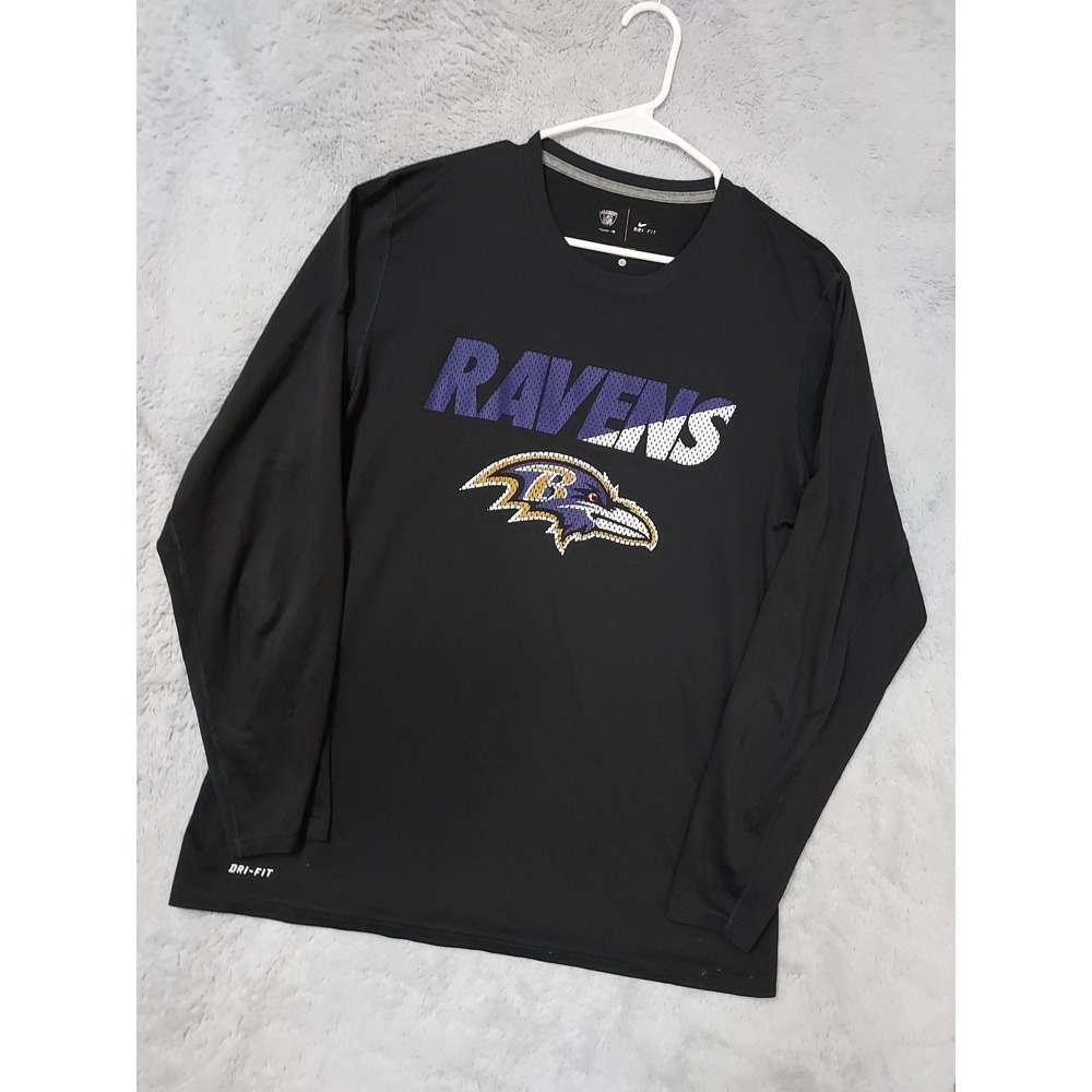 Baltimore Ravens Shirt Mens Large Shirt Nike NFL Training Dri Fit Long Sleeve